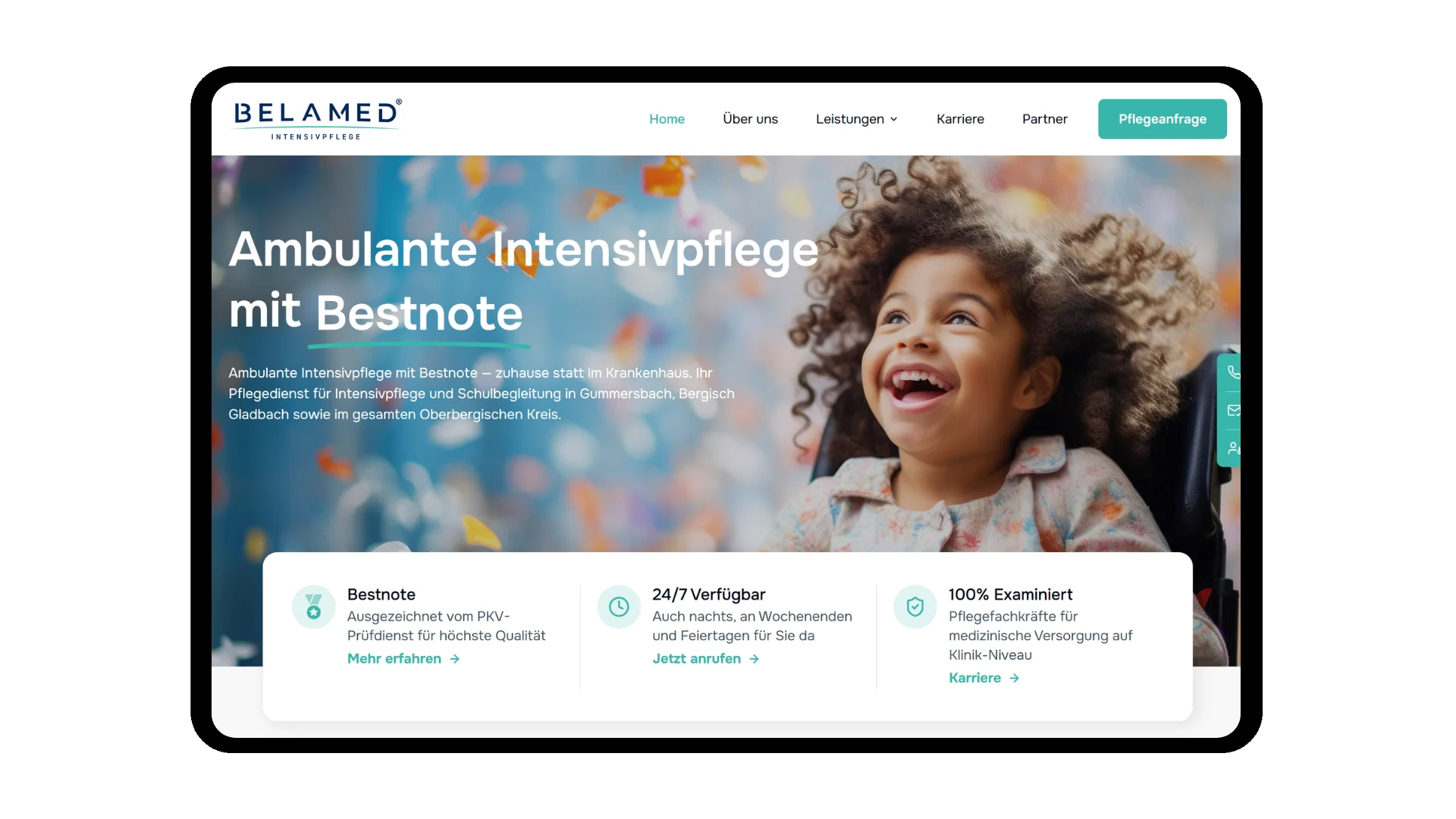 Startseite von Belamed Intensivpflege