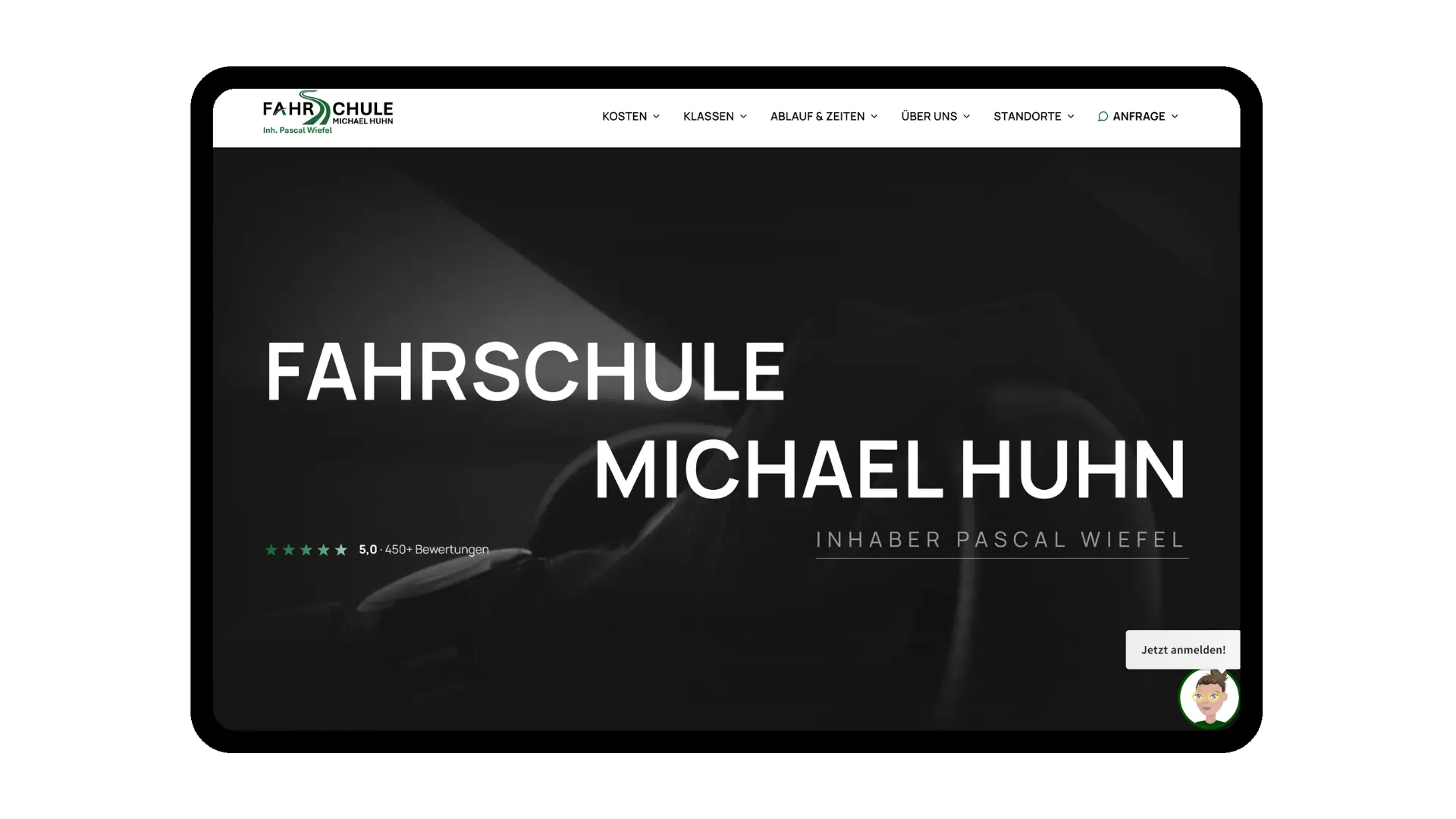 Startseite der Fahrschule Michael Huhn mit Video