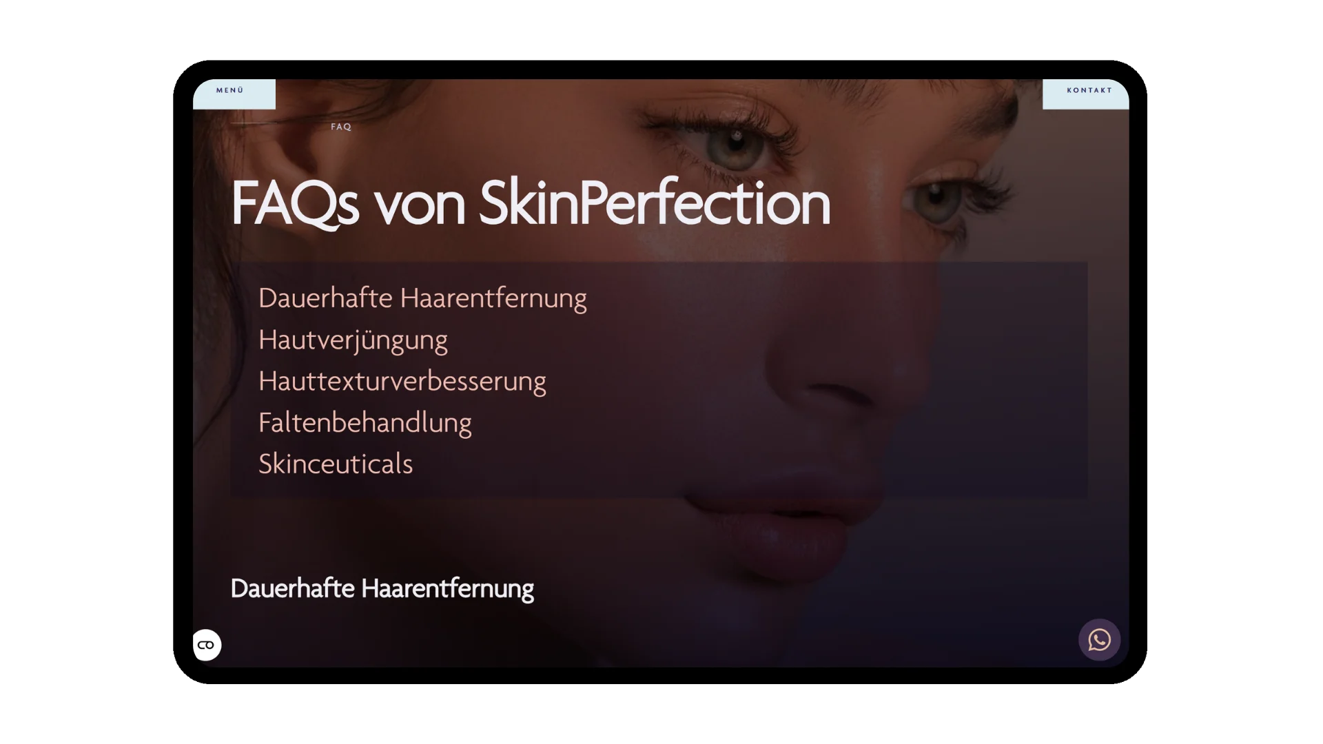 FAQ-Seite von SkinPerfection