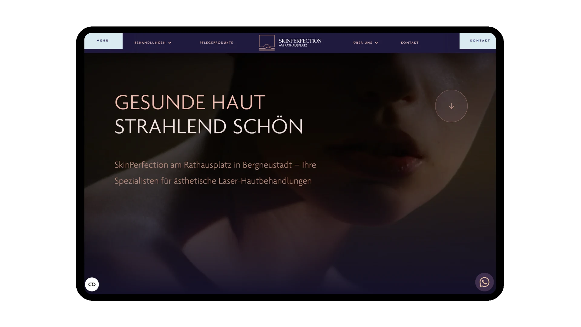 Startseite von SkinPerfection mit Video