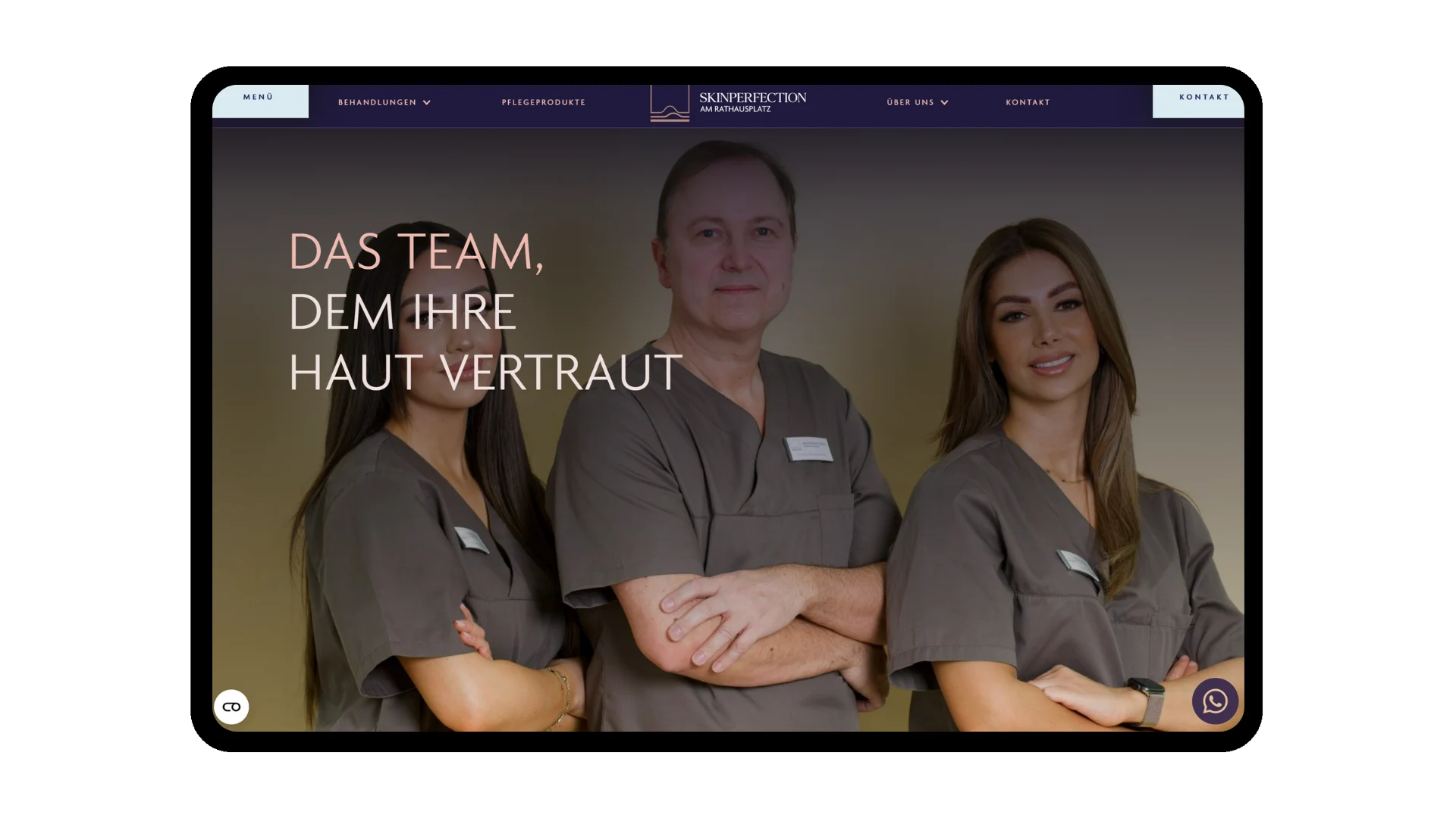 Über-uns-Seite von SkinPerfection mit dem Team